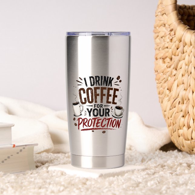 Botella Aislada Divertido Bebo Café para Tu Protección (Sala de estar (girado))