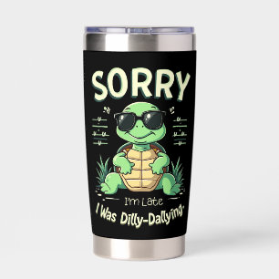 Botella Aislada Divertido perdón por ser tortuga tardía con estéti