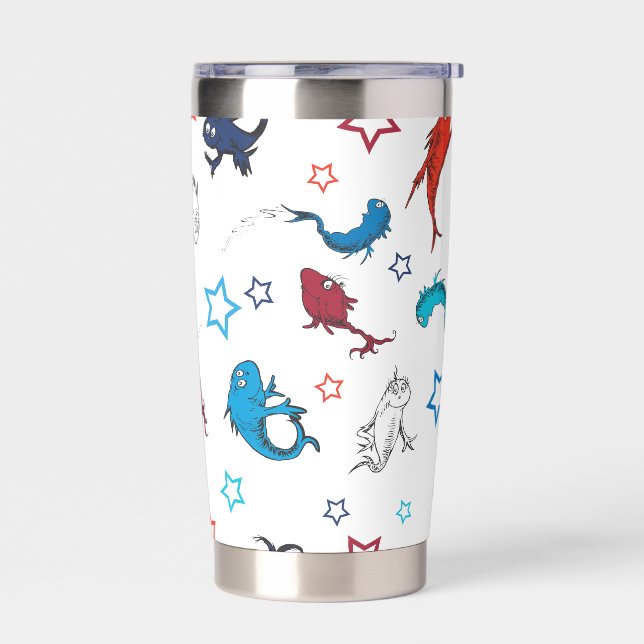 Botella Aislada Dr. Seuss | Un pez dos peces patrón de estrella (Izquierdo)