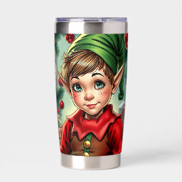 Botella Aislada Duende de dibujos animados caprichoso | Navidad