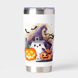 Botella Aislada Dulce Fantasma de Halloween con Sombrero de Bruja 