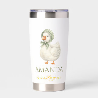 Botella Aislada Dulce Gansa Daisy Verde Sage Neutro Baby Shower