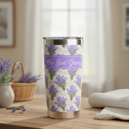 Botella Aislada El Mejor Acero Inoxidable Floral Lavanda Abuela