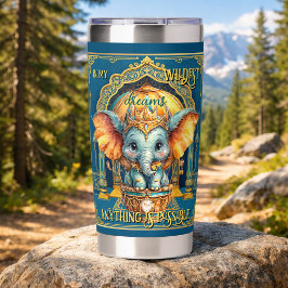 Botella Aislada Elefante Lindo Globo Aerostático En Mis Sueños Más