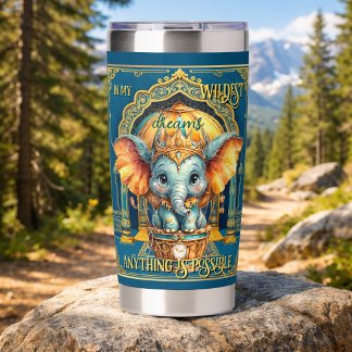 Botella Aislada Elefante Lindo Globo Aerostático En Mis Sueños Más