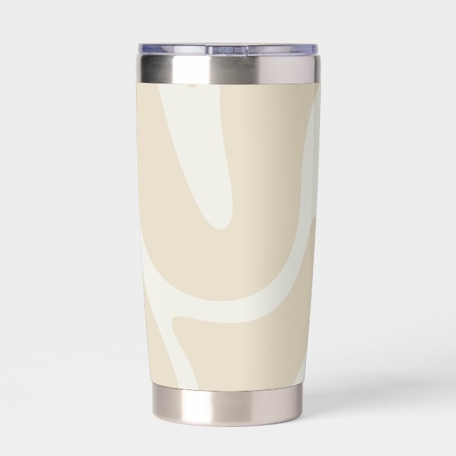 Botella Aislada Elegante patrón orgánico simple crema beige (Detrás)