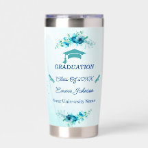 Elegante Personalizado de Graduación de Flor Azul