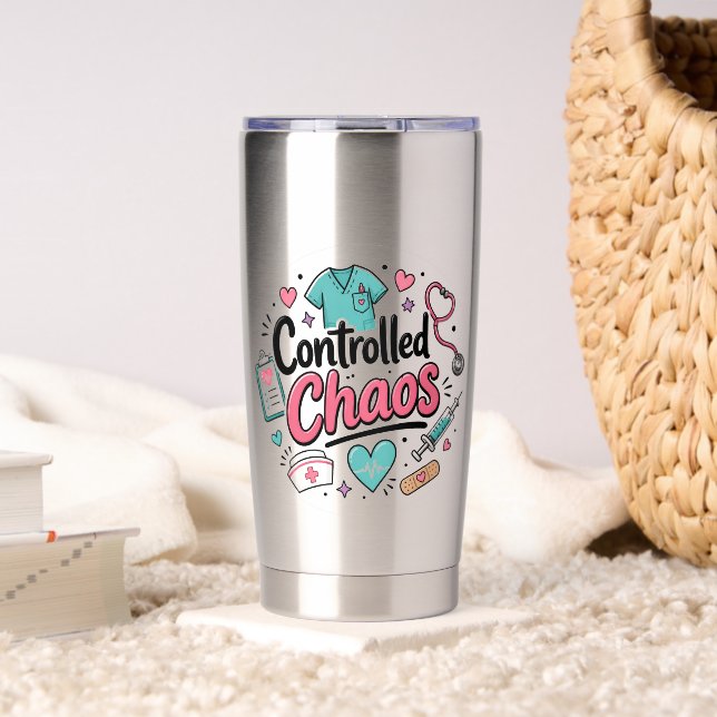Botella Aislada Enfermera Divertida Caos Controlado  (Sala de estar (girado))