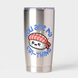 Botella Aislada Eres mi Ebi-cosa texto azul Sushi