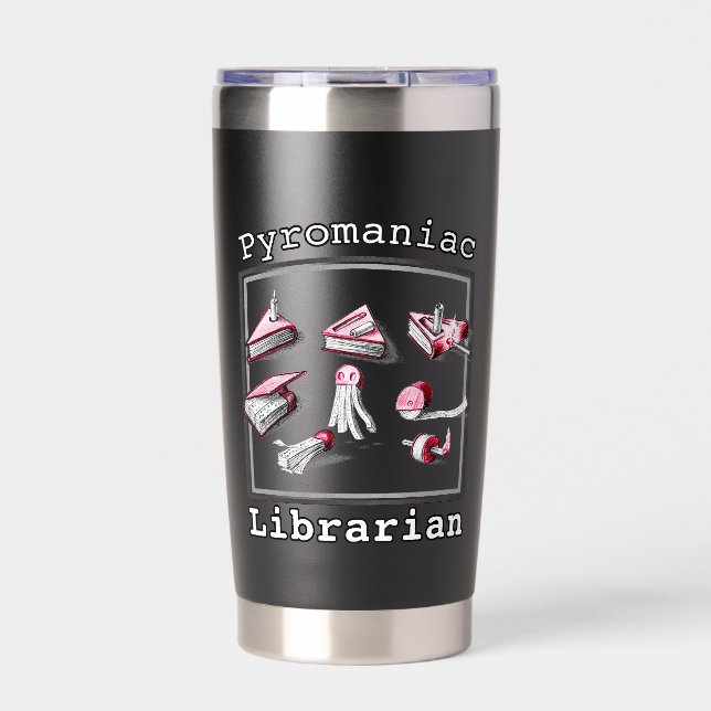 Botella Aislada Esbozos De Libros Negros Para Bibliotecario Piroma (Frente)