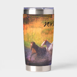 Botella Aislada Escena del río Horse Lover