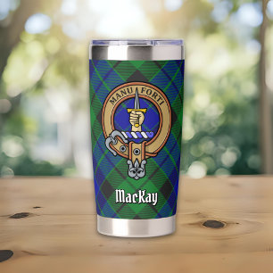 Botella Aislada Escudo de Clan MacKay sobre Tartán