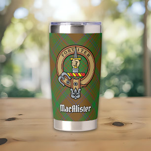 Botella Aislada Escudo de MacAlister de Glenbarr sobre Tartán de C