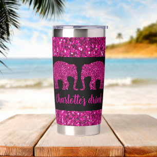 Botella Aislada Espinoso elefante rosa brillante Nombre personaliz