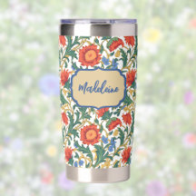 Estilo floral William Morris azul rojo dorado vint