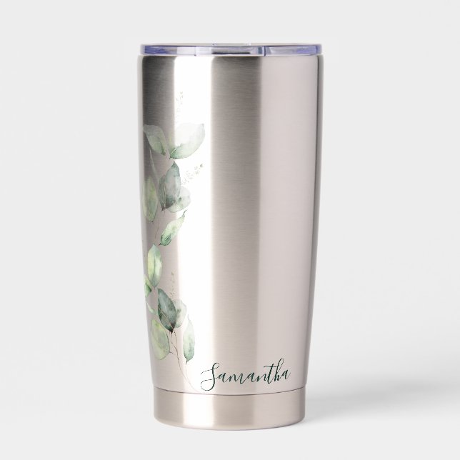 Botella Aislada Eucalyptus Elegante Script Personalizado (Frente)