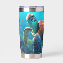Botella Aislada Eye Catching Turtle Image Mark Insulated Tumbler
