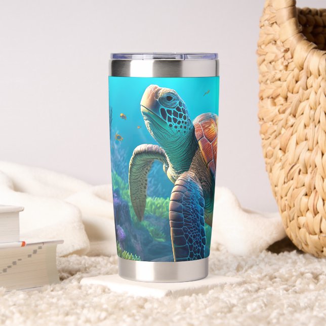 Botella Aislada Eye Catching Turtle Image Mark Insulated Tumbler (Sala de estar (girado))