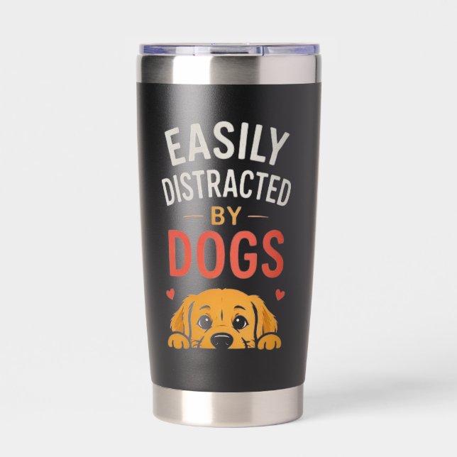 Botella Aislada Fácilmente Distraído Por Perros Diseño Divertido P (Frente)