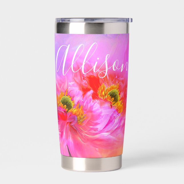 Botella Aislada Fantasía floral personalizada tumbler térmico (Izquierdo)