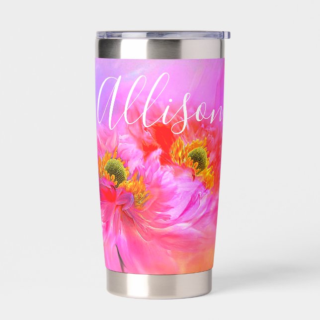 Botella Aislada Fantasía floral personalizada tumbler térmico (Izquierdo)