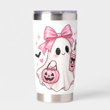 Fantasma de lazo rosa Coquette Halloween