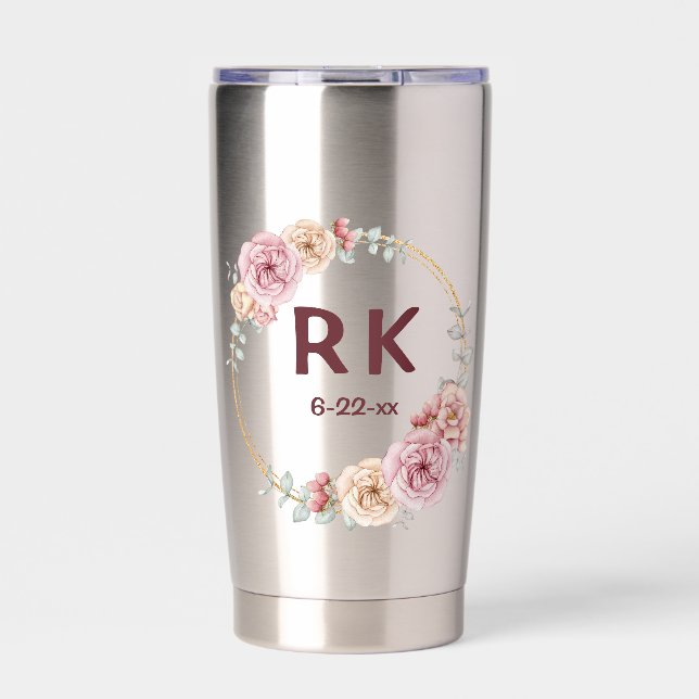 Botella Aislada Fecha de Boda Personalizada de Iniciales bodas (Frente)