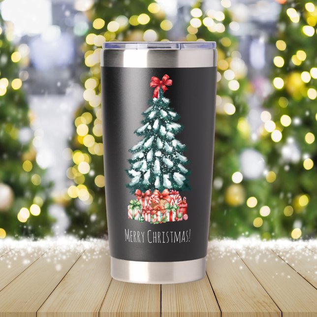 Botella Aislada Feliz Navidad Pino Nevado (Subido por el creador)