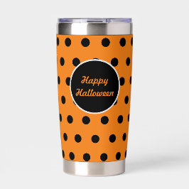 Botella Aislada Feliz Tumbler térmico de Halloween (Naranja y negr