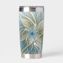 Botella Aislada Floral Dream Pattern Abstract Blue Khaki Fractal