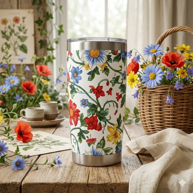Botella Aislada Florece con Audacia | Taza Térmica Floral  (Subido por el creador)