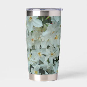 Botella Aislada Flores blancas de arcissus paperblancas