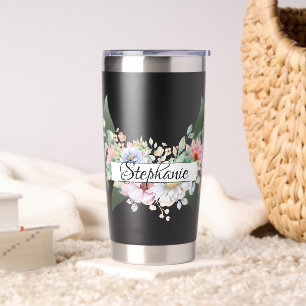 Botella Aislada Flores y hojas elegantes y personalizadas