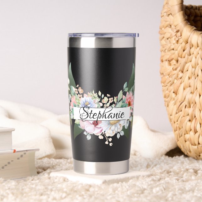 Botella Aislada Flores y hojas elegantes y personalizadas (Sala de estar)