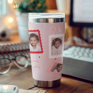 Botella Aislada Foto de Navidad moderna con rosa rubor “Fa La La”