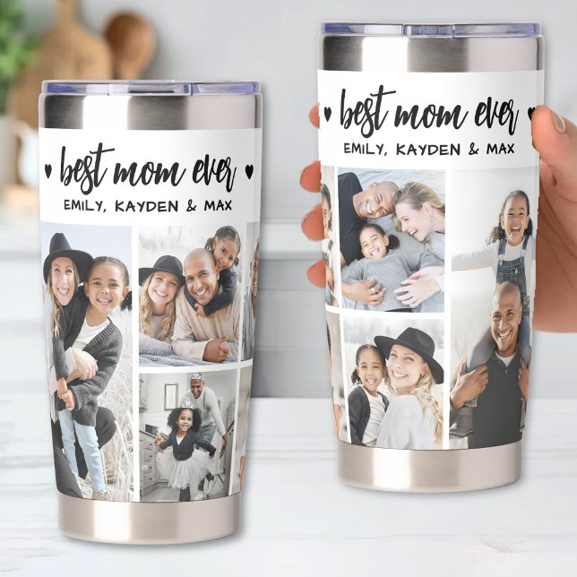 Botella Aislada Foto Personalizada de la Mejor Mamá (Personalized Best Mom Photo Mother Insulated Tumbler)