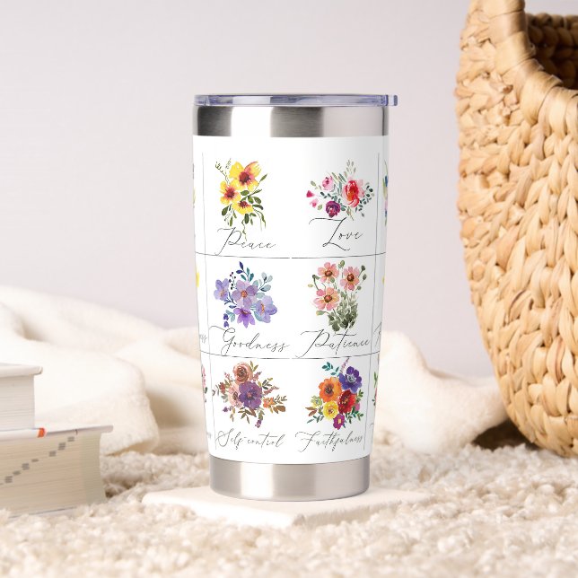 Botella Aislada Frutas del espíritu floral (Sala de estar)