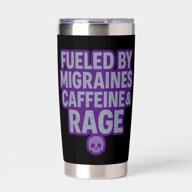 Botella Aislada Fueled by Migraines, Caffeine & Rage Purple (Frente)