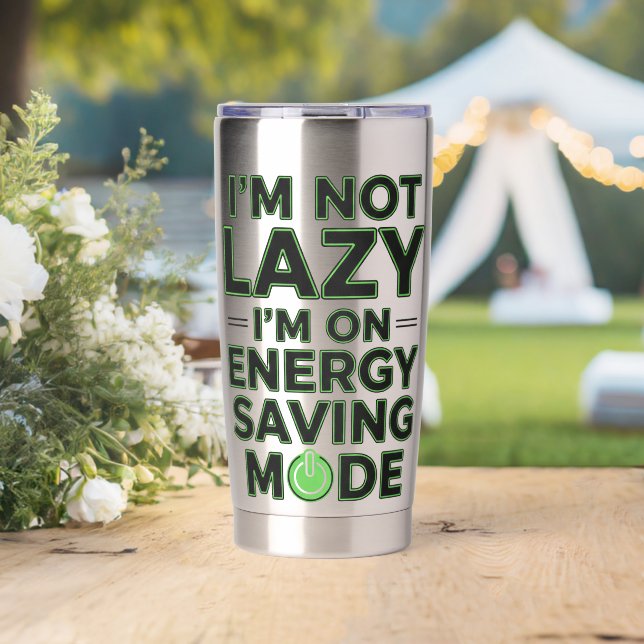 Botella Aislada Funny Energy Saving Mode Lazy Humor Tumbler (Boda (girado))