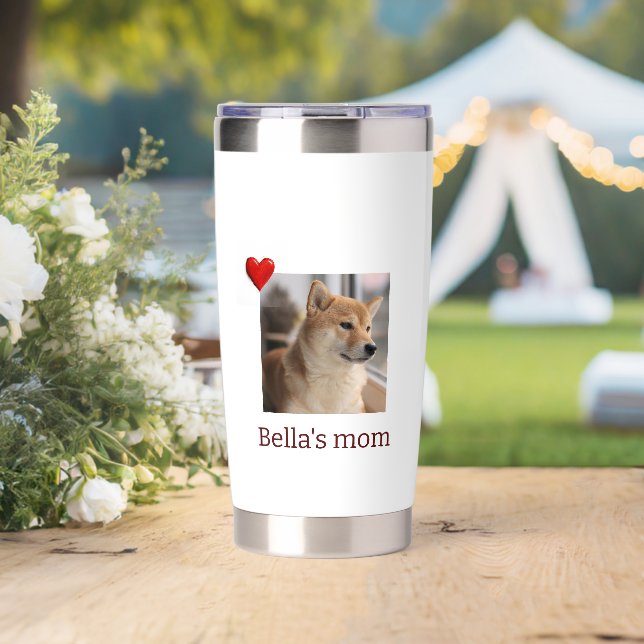 Botella Aislada Fur Mama Love – Cute Dog Photo Water Bottle (Boda (girado))