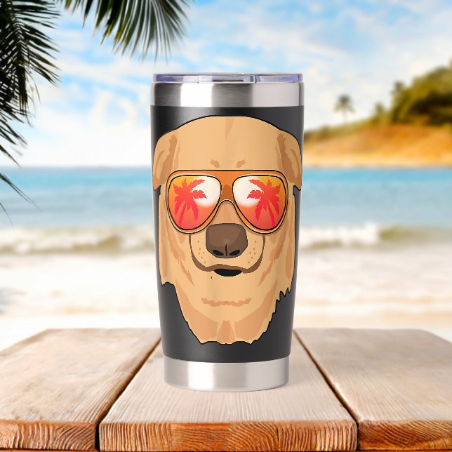 Botella Aislada Gafas de sol Labrador Playa Verano Fiesta en la Pi (Playa (girada))