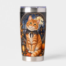 GATO ATIGRADO NARANJA CON TEMA DE HALLOWEEN