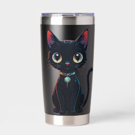 Botella Aislada Gato negro poco espeluznante