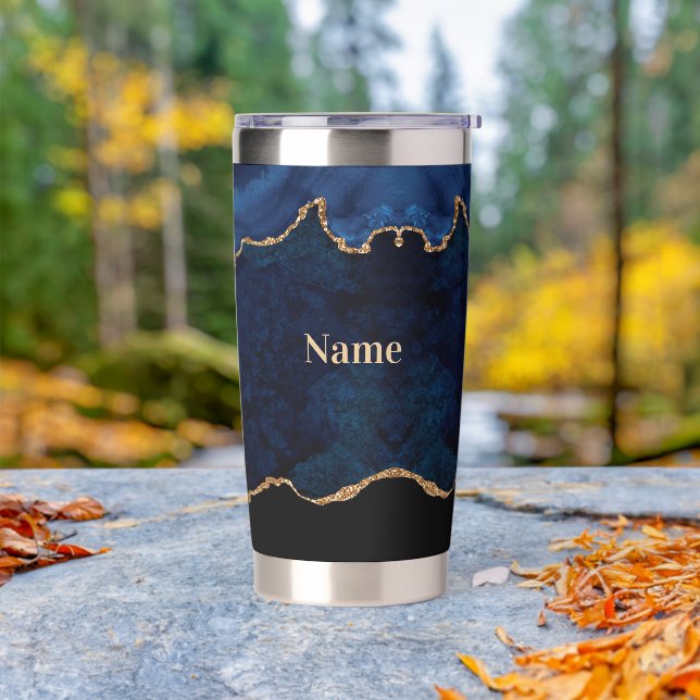 Botella Aislada Geode Blue Gilded  (Exterior)