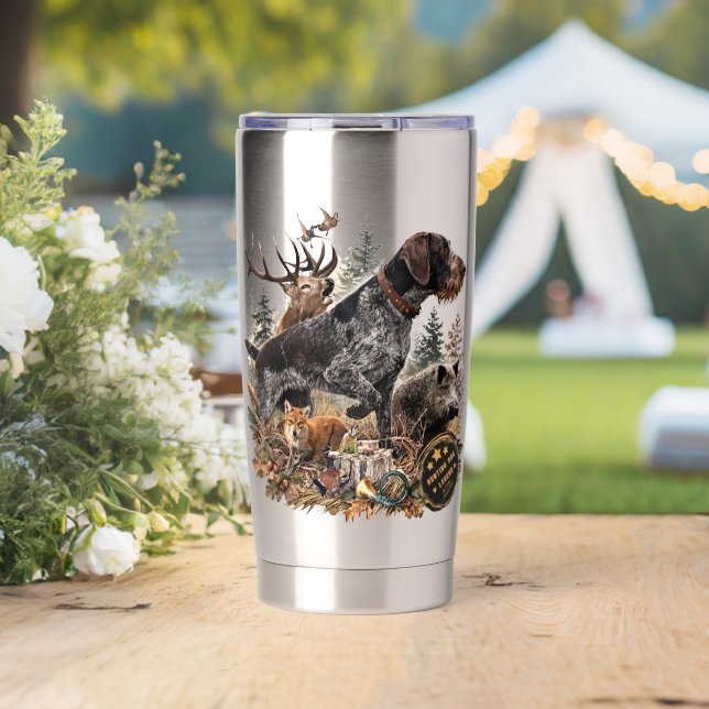 Botella Aislada German Wirehaired Pointer (Boda (girado))