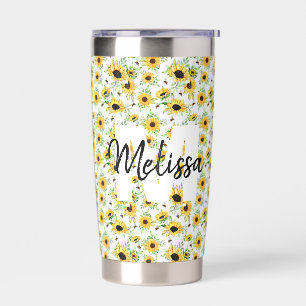 Botella Aislada Girasoles Personalizados Monograma