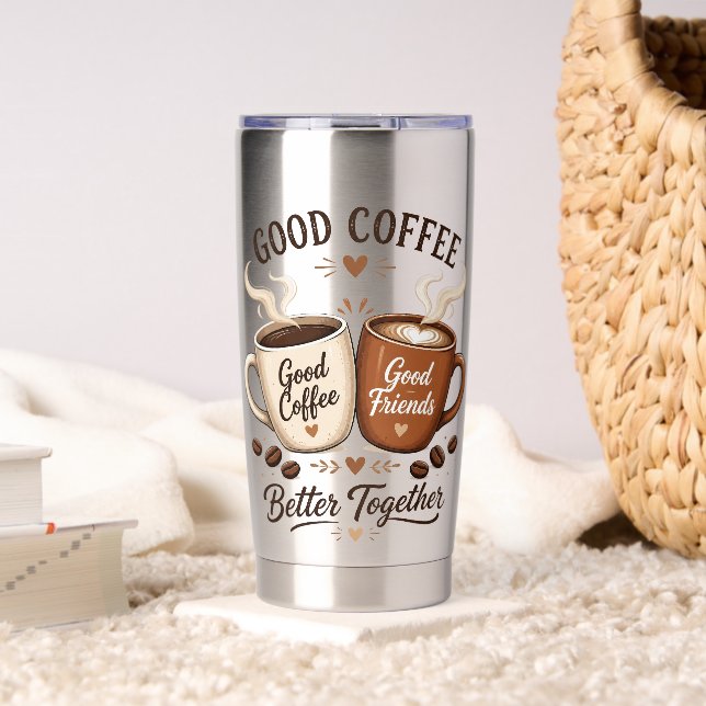 Botella Aislada Good Coffee Good Friends mit zwei Kaffeetassen (Sala de estar (girado))