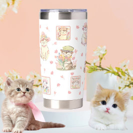 Botella Aislada Gorras de gatos de primavera flores blanquean