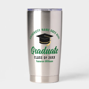Botella Aislada Graduación personalizada Graduado Verde 2025
