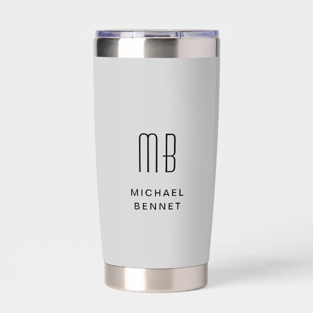 Botella Aislada Gris monograma moderno (Frente)